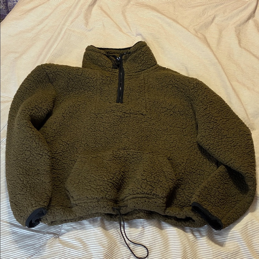 Love Tree Olive Green Fleece Hoodie